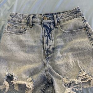 Good American Distressed Denim Shorts
